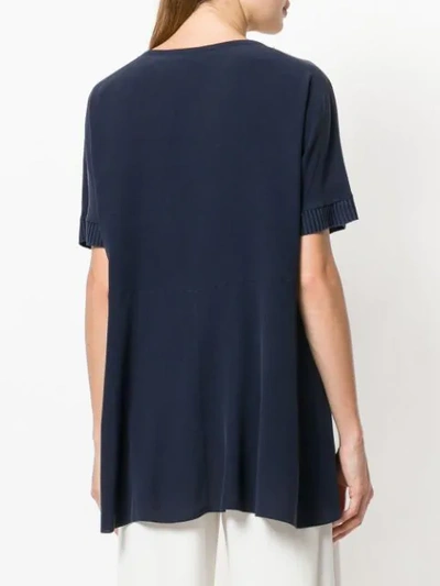 Shop Antonelli Knitted Short Sleeve Flared Top In Blue