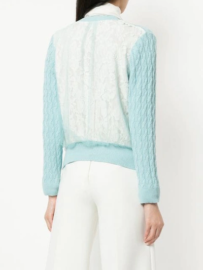 Shop Onefifteen Cable Knit Cardigan In Blue