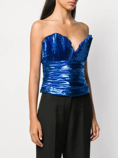 Shop Attico Plissé Bustier Top In Blue