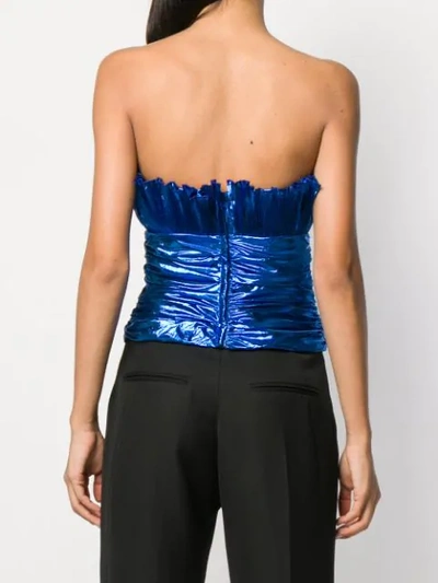 Shop Attico Plissé Bustier Top In Blue