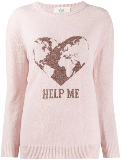 ALBERTA FERRETTI CASHMERE INTARSIA SWEATER - 粉色