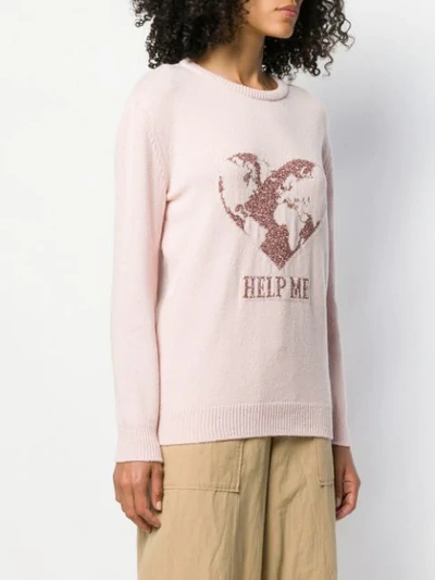 ALBERTA FERRETTI CASHMERE INTARSIA SWEATER - 粉色