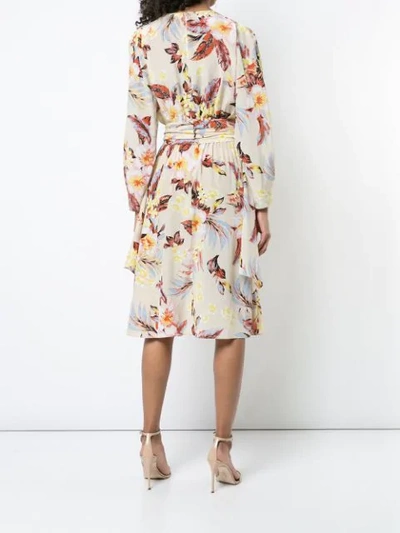 Shop Diane Von Furstenberg Florales Kleid Mit Gürtel In Neutrals