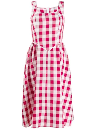 Shop Batsheva Gingham Day Dress In Red