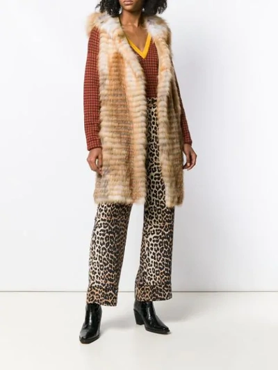 Shop Liska Volpe Long Fur Waistcoat In Natur