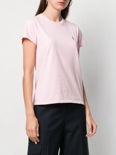 Shop Polo Ralph Lauren Logo Embroidered Crew Neck T-shirt In Pink