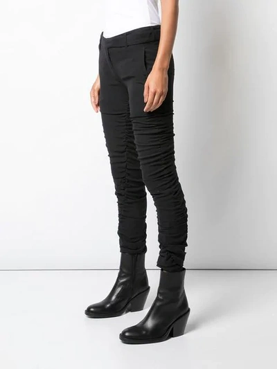 Shop Ann Demeulemeester Ruched Cropped Trousers In Black
