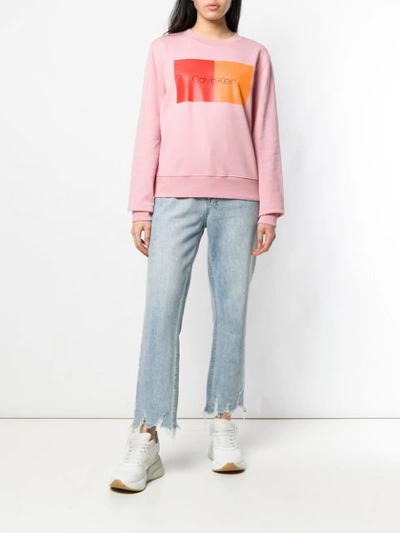 Shop Calvin Klein Logo Sweatshirt In Pink