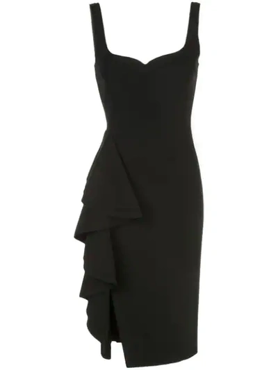 Shop Jason Wu Collection Side Ruffle Crepe Dress In Black