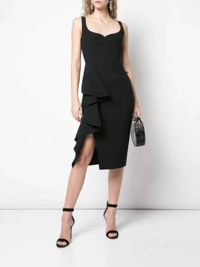 Shop Jason Wu Collection Side Ruffle Crepe Dress In Black