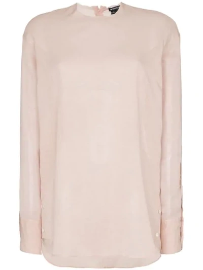 Shop Ann Demeulemeester High Neck Side Button Top In Pink