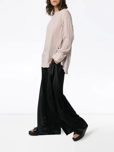 Shop Ann Demeulemeester High Neck Side Button Top In Pink