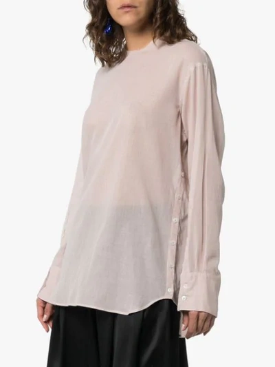 Shop Ann Demeulemeester High Neck Side Button Top In Pink