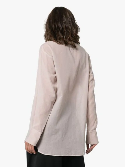 Shop Ann Demeulemeester High Neck Side Button Top In Pink