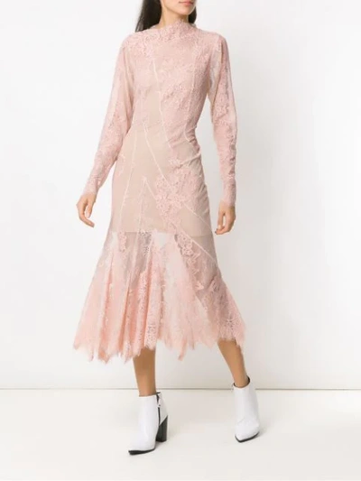 Shop À La Garçonne Lace Midi Dress In Pink