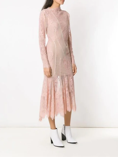 Shop À La Garçonne Lace Midi Dress In Pink