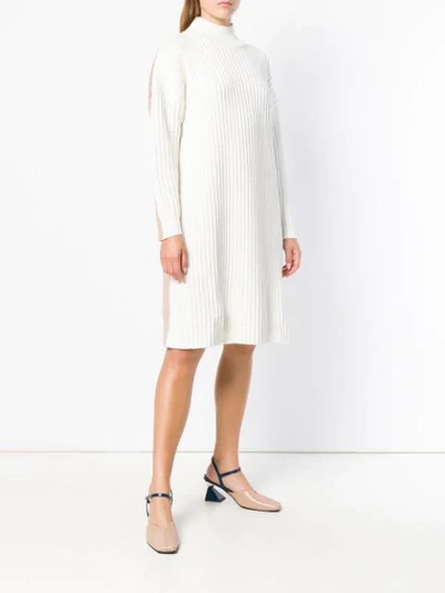 Shop Jil Sander Bicolour Knit Dress In White