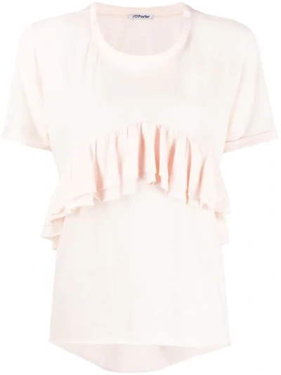 Parlor Ruffled Front T-shirt In Pink