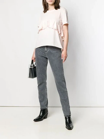 Parlor Ruffled Front T-shirt In Pink