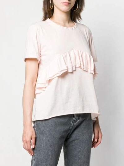 Parlor Ruffled Front T-shirt In Pink
