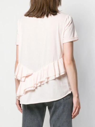 Parlor Ruffled Front T-shirt In Pink