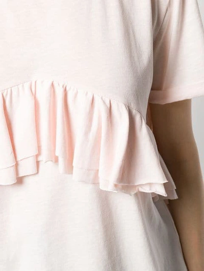 Parlor Ruffled Front T-shirt In Pink