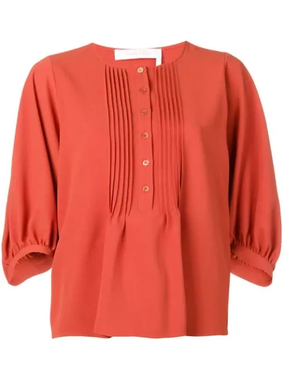 Shop See By Chloé Button Down Collar Blouse In Brown