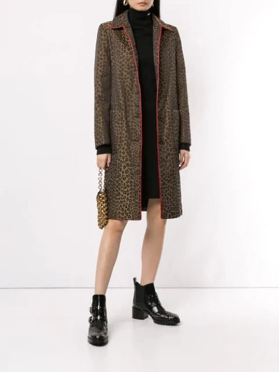 Pre-owned Fendi Leopard Print Midi Coat In Brown