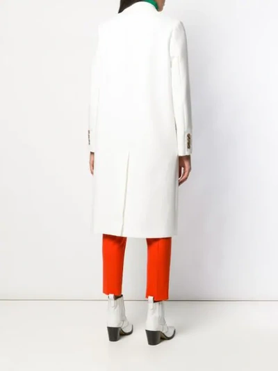 Shop Msgm Ruffled Double-breasted Coat In White