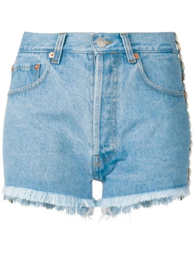 Shop Forte Dei Marmi Couture Embellished Denim Shorts In Blue