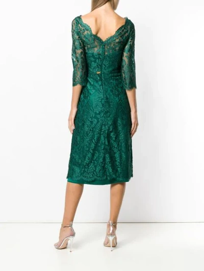 Shop Rhea Costa Floral Lace Pattern Midi Dress In Green
