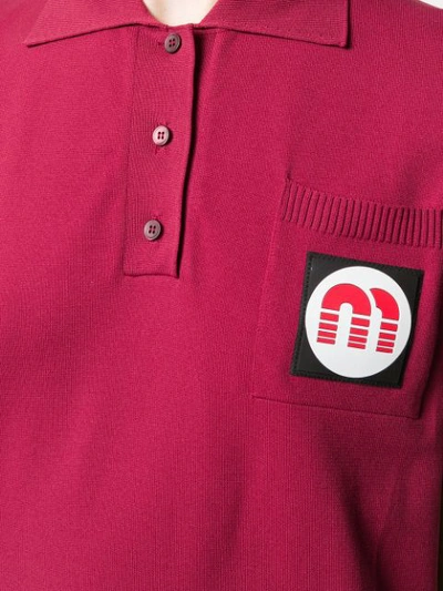 Shop Miu Miu Logo Patch Polo Top In Red