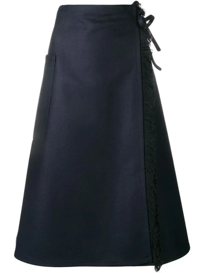 Shop Sofie D'hoore Fringed Wrap Skirt In Blue