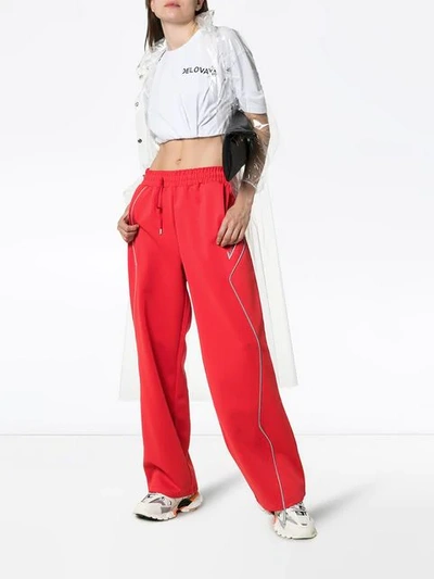 Shop Ader Error Contrast Piping Track Pants In Red