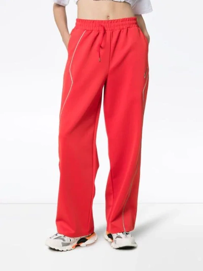 ADER ERROR CONTRAST PIPING TRACK PANTS - 红色