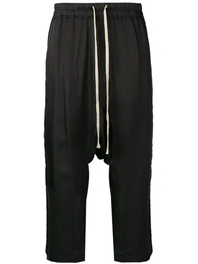 Shop Rick Owens Crop Track Trousers In Black