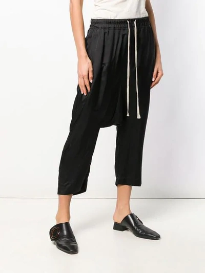 Shop Rick Owens Crop Track Trousers In Black