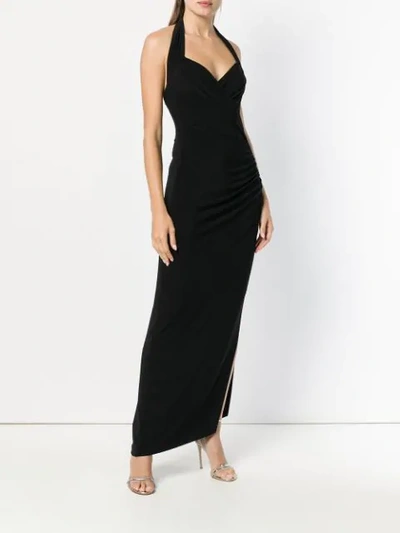 Shop Norma Kamali Halter-neck Fitted Maxi Dress In Black
