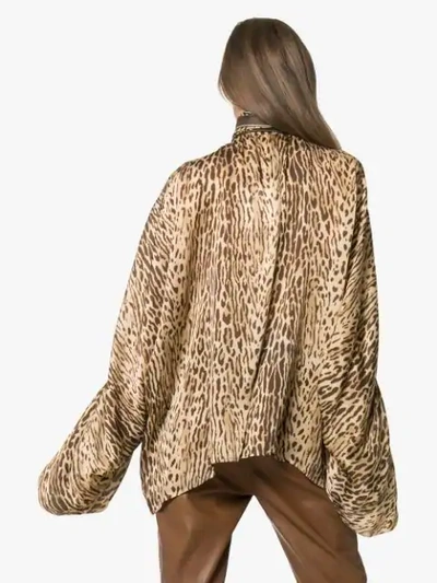 Shop Zimmermann Pussy-bow Animal Print Blouse In Brown