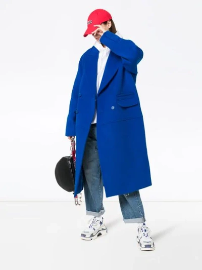 Shop Ader Error Double-breasted Coat - Blue