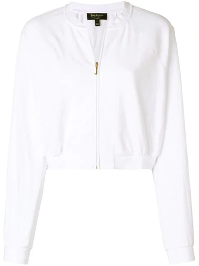 Shop Juicy Couture Velour Crop Jacket In White