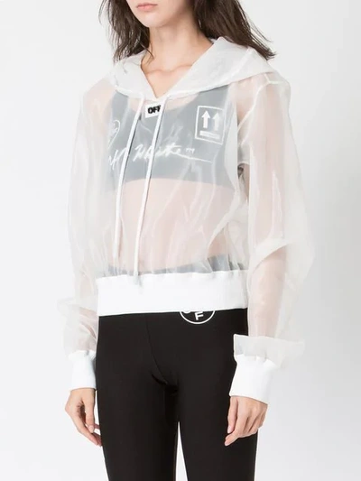 Shop Off-white Sheer Hoodie In White