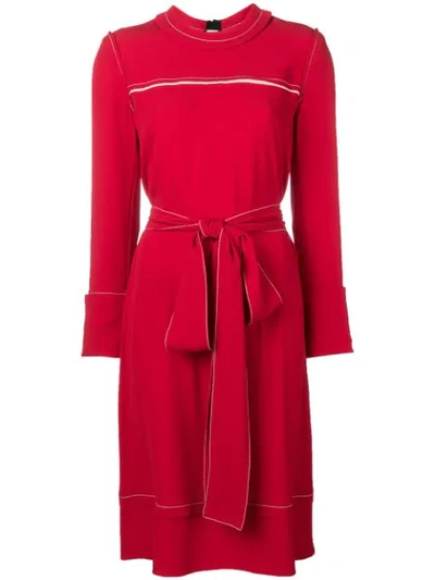 Shop Marni Belted Sweater Dress In Red