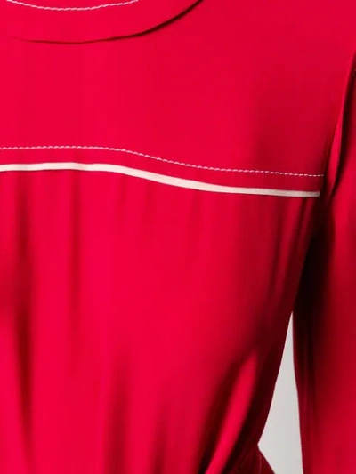 Shop Marni Belted Sweater Dress In Red