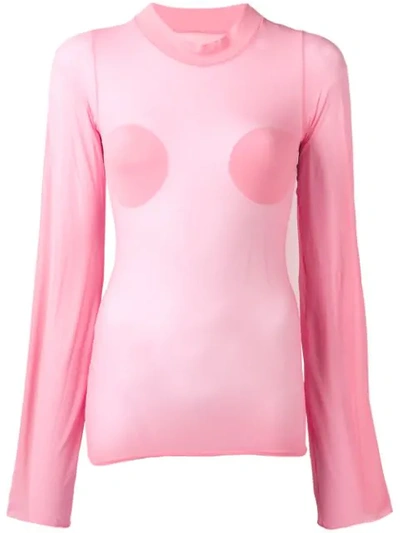 Shop Courrèges Sheer Bell Sleeve Top In Pink