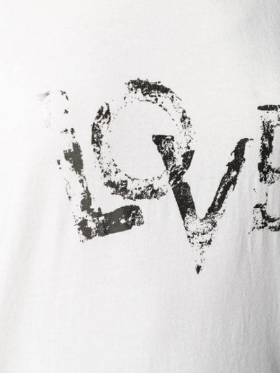 Shop Saint Laurent Distressed Love-print T-shirt In White
