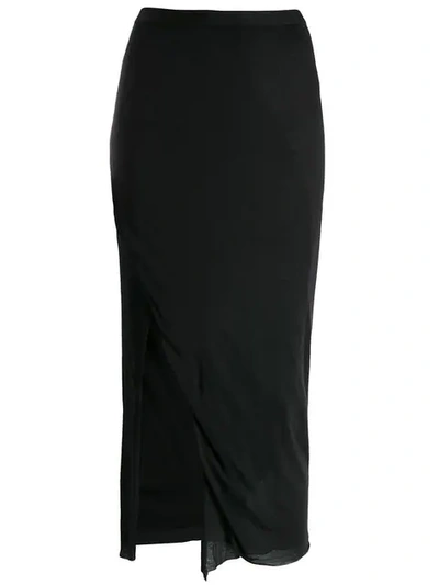 Shop Rick Owens Side Slit Pencil Skirt In Black