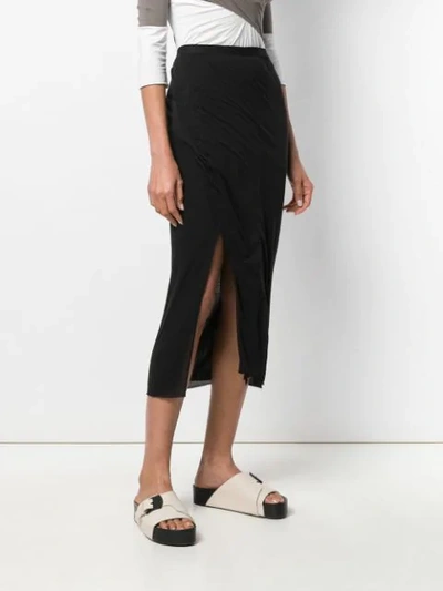 Shop Rick Owens Side Slit Pencil Skirt In Black