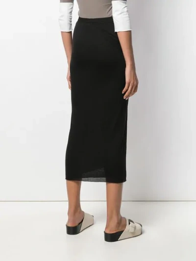 Shop Rick Owens Side Slit Pencil Skirt In Black