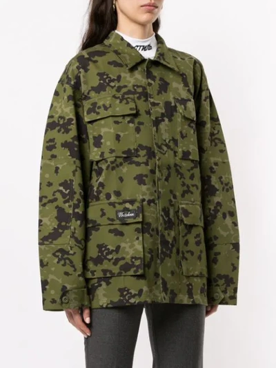 Shop We11 Done Camouflage Printed Jacket In Green